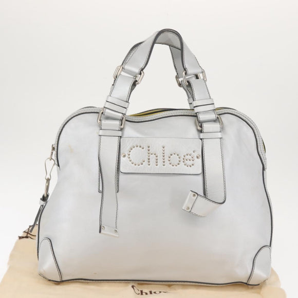 Chloe Hand Bag Leather Silver Auth BA5890