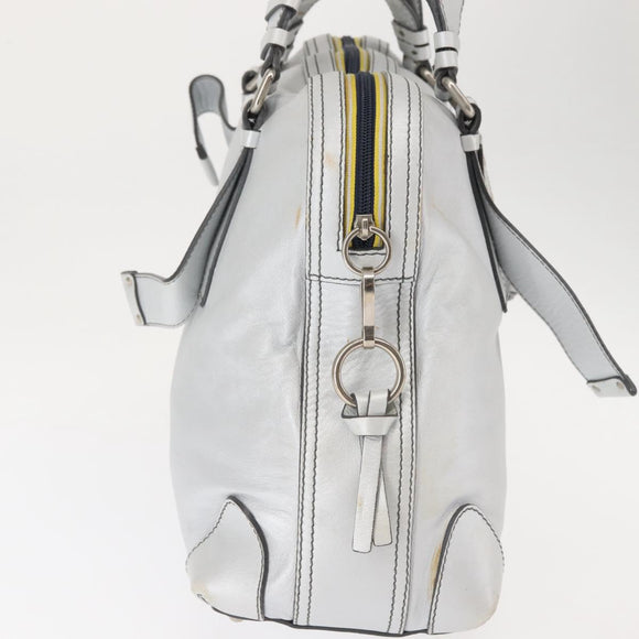 Chloe Hand Bag Leather Silver Auth BA5890