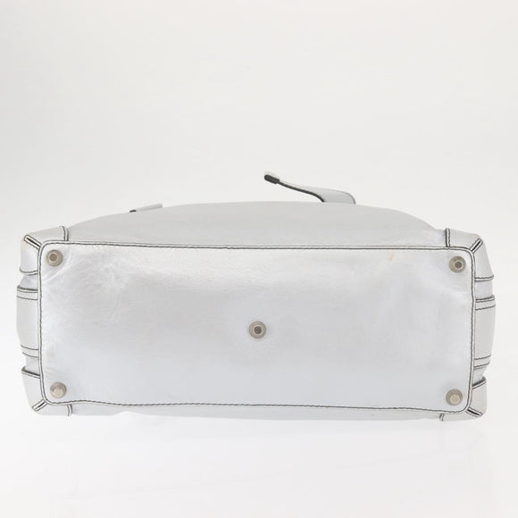Chloe Hand Bag Leather Silver Auth BA5890