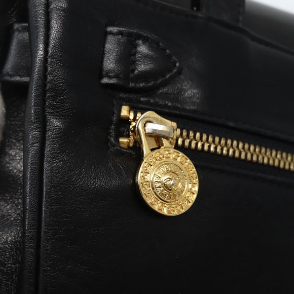 Gianni Versace Shoulder Bag Leather Black Gold Auth BA5891