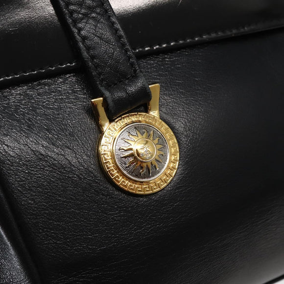 Gianni Versace Shoulder Bag Leather Black Gold Auth BA5891