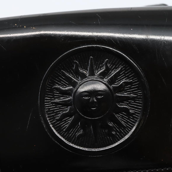 Gianni Versace Shoulder Bag Leather Black Gold Auth BA5891