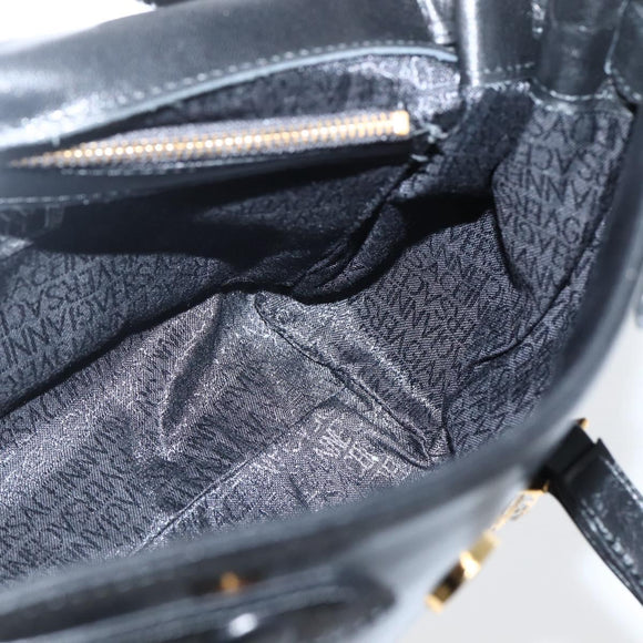 Gianni Versace Shoulder Bag Leather Black Gold Auth BA5891