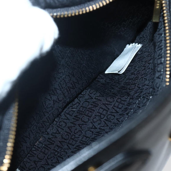 Gianni Versace Shoulder Bag Leather Black Gold Auth BA5891