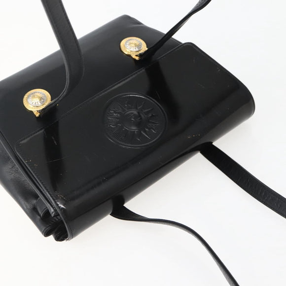 Gianni Versace Shoulder Bag Leather Black Gold Auth BA5891