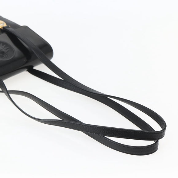 Gianni Versace Shoulder Bag Leather Black Gold Auth BA5891