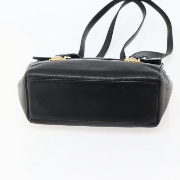 Gianni Versace Shoulder Bag Leather Black Gold Auth BA5891