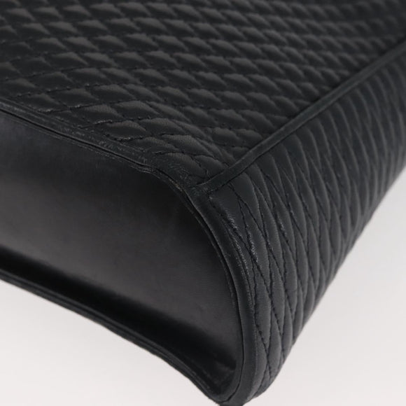 BALLY Shoulder Bag Leather Navy Gold Auth BA5894