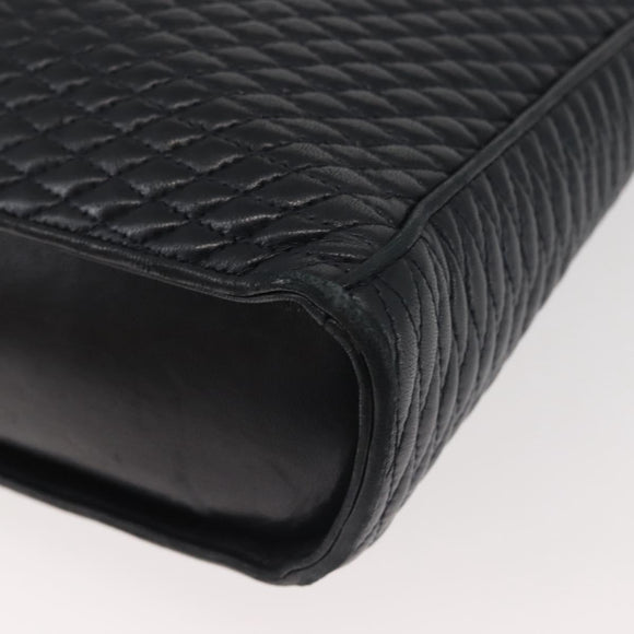 BALLY Shoulder Bag Leather Navy Gold Auth BA5894