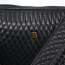 BALLY Shoulder Bag Leather Navy Gold Auth BA5894-18