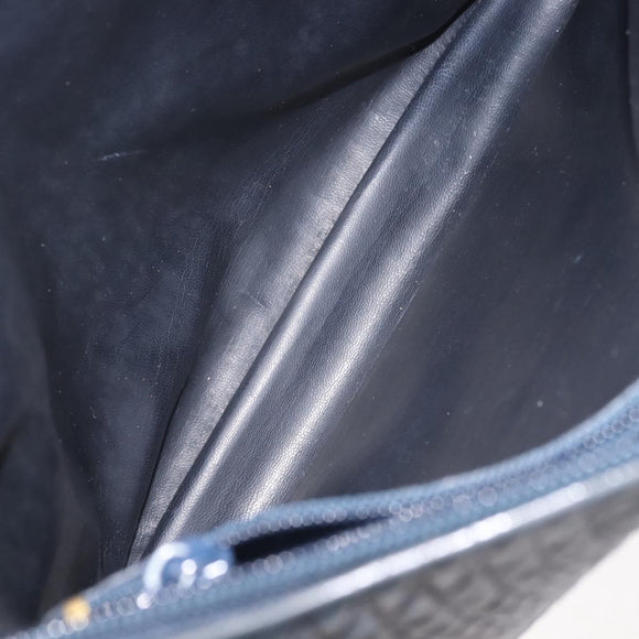 BALLY Shoulder Bag Leather Navy Gold Auth BA5894