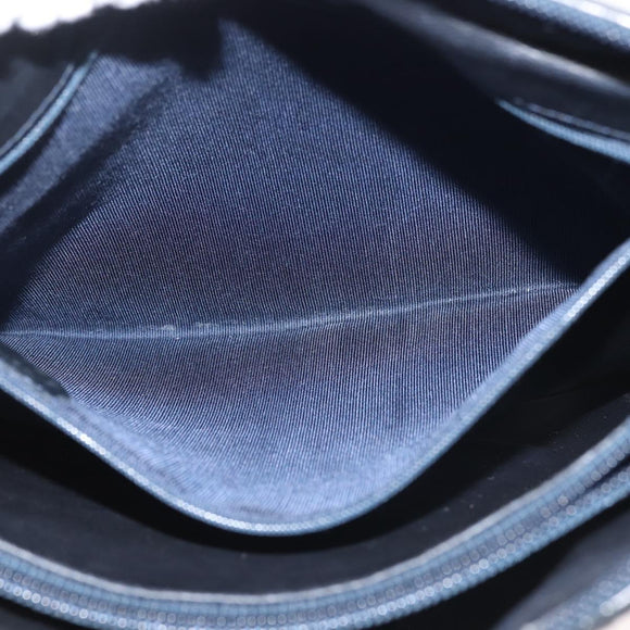 BALLY Shoulder Bag Leather Navy Gold Auth BA5894