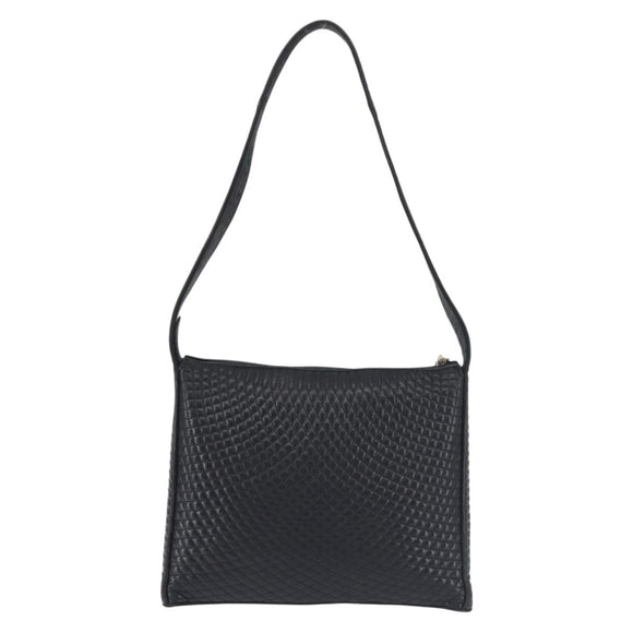 BALLY Shoulder Bag Leather Navy Gold Auth BA5894