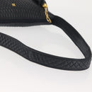 BALLY Shoulder Bag Leather Navy Gold Auth BA5894-7