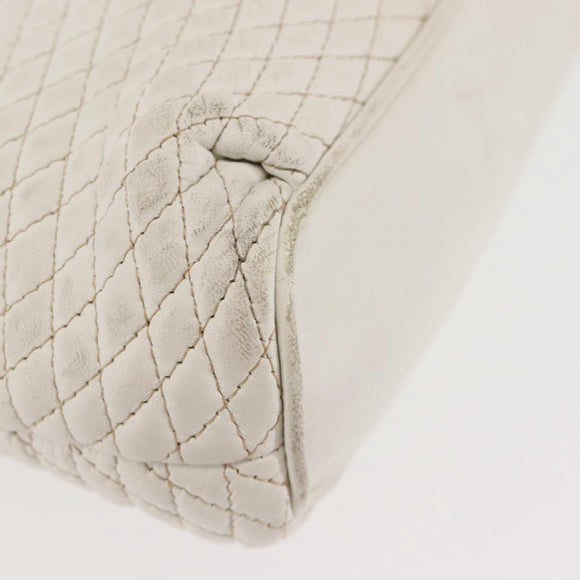 BALLY Chain Shoulder Bag Leather White Gold Auth BA5895