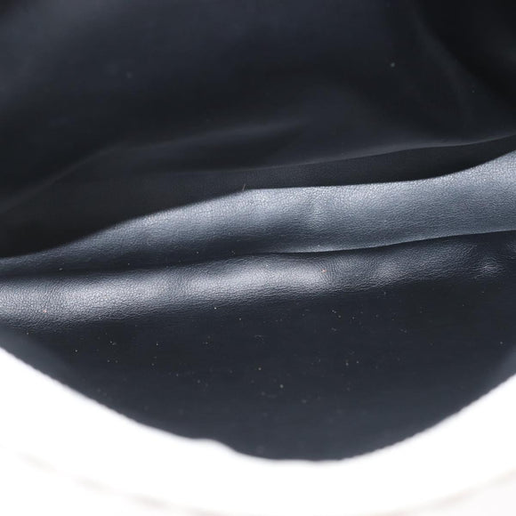 BALLY Chain Shoulder Bag Leather White Gold Auth BA5895