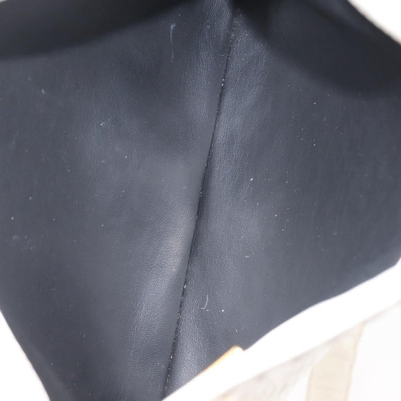 BALLY Chain Shoulder Bag Leather White Gold Auth BA5895