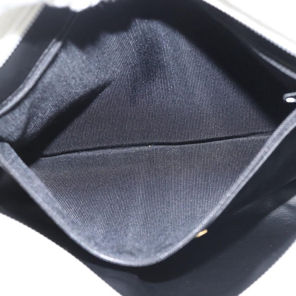 BALLY Chain Shoulder Bag Leather White Gold Auth BA5895