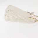 BALLY Chain Shoulder Bag Leather White Gold Auth BA5895-4
