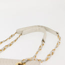 BALLY Chain Shoulder Bag Leather White Gold Auth BA5895-8