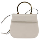 Salvatore Ferragamo Hand Bag Leather 2way White Gold Auth BA5896-13