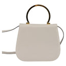 Salvatore Ferragamo Hand Bag Leather 2way White Gold Auth BA5896-2