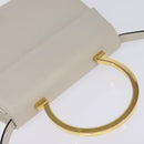 Salvatore Ferragamo Hand Bag Leather 2way White Gold Auth BA5896-6