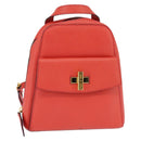 CELINE Backpack Leather Orange Gold Auth BA5897-1