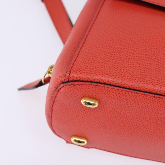 CELINE Backpack Leather Orange Gold Auth BA5897