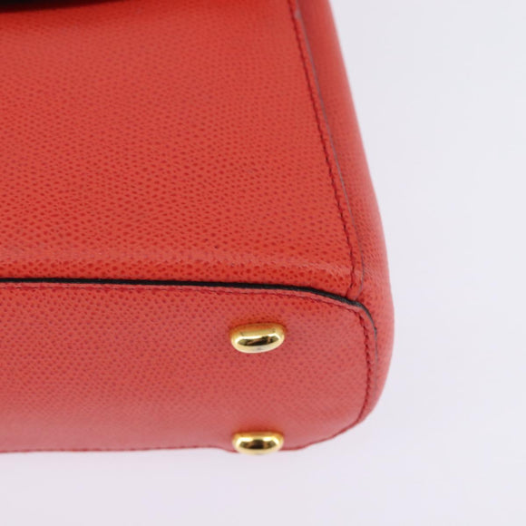 CELINE Backpack Leather Orange Gold Auth BA5897