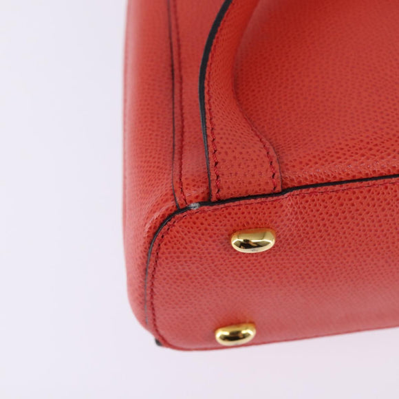 CELINE Backpack Leather Orange Gold Auth BA5897