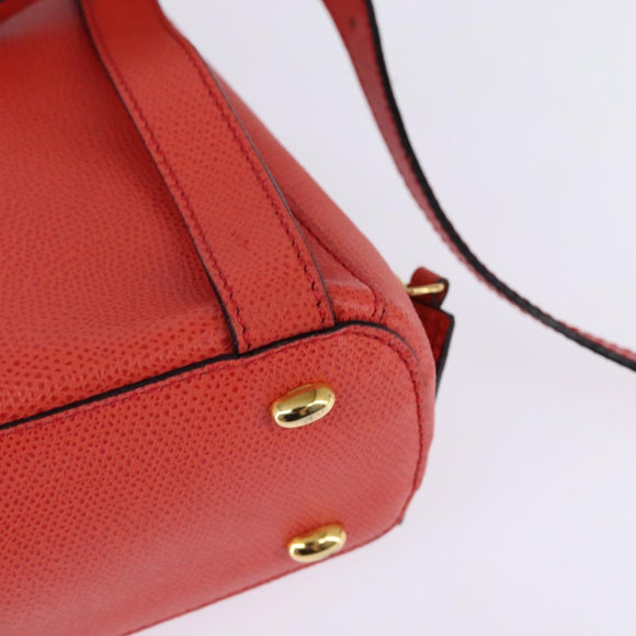 CELINE Backpack Leather Orange Gold Auth BA5897