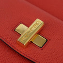 CELINE Backpack Leather Orange Gold Auth BA5897-17