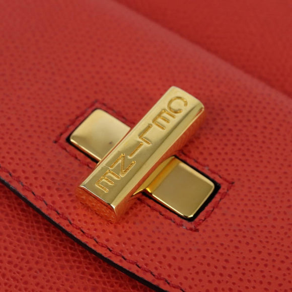 CELINE Backpack Leather Orange Gold Auth BA5897