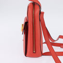 CELINE Backpack Leather Orange Gold Auth BA5897-3