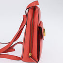 CELINE Backpack Leather Orange Gold Auth BA5897-4