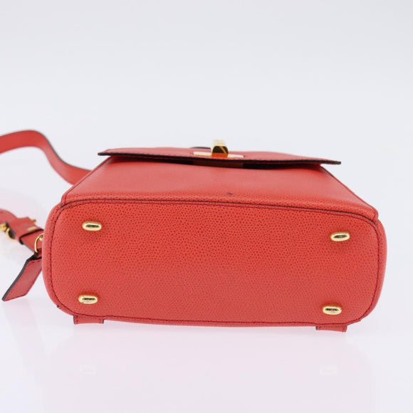 CELINE Backpack Leather Orange Gold Auth BA5897