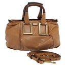 Chloe Hand Bag Leather 2way Brown Gold Auth BA590-1