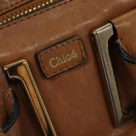 Chloe Hand Bag Leather 2way Brown Gold Auth BA590