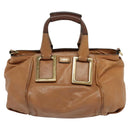 Chloe Hand Bag Leather 2way Brown Gold Auth BA590-13