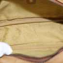 GUCCI Web Sherry Line Shoulder Bag Canvas Leather Beige Gold Auth BA5901-11