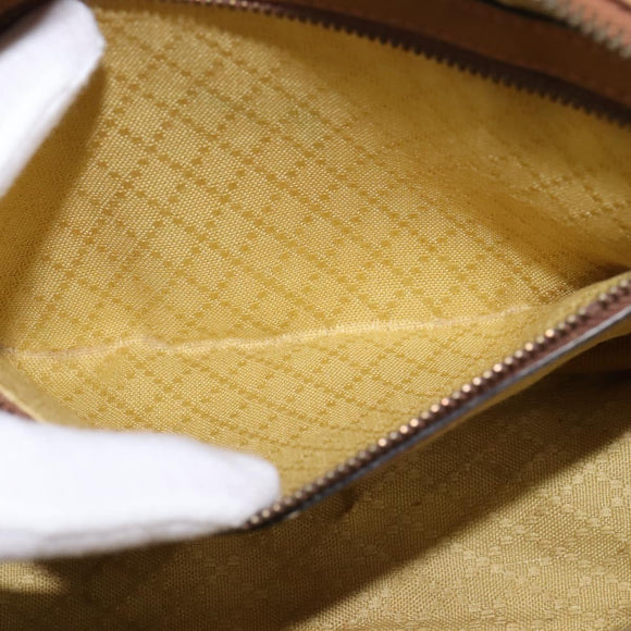 GUCCI Web Sherry Line Shoulder Bag Canvas Leather Beige Gold Auth BA5901