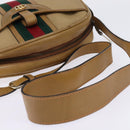 GUCCI Web Sherry Line Shoulder Bag Canvas Leather Beige Gold Auth BA5901-7