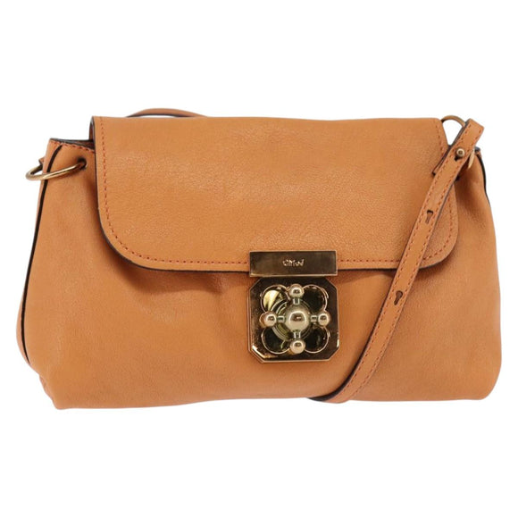 Chloe Shoulder Bag Leather Orange Gold Auth BA5902