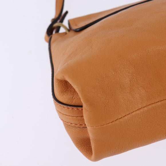 Chloe Shoulder Bag Leather Orange Gold Auth BA5902