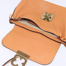 Chloe Shoulder Bag Leather Orange Gold Auth BA5902-18