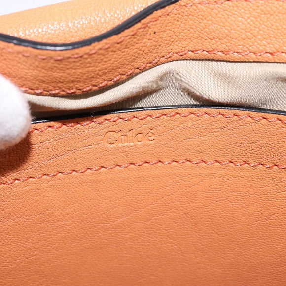 Chloe Shoulder Bag Leather Orange Gold Auth BA5902