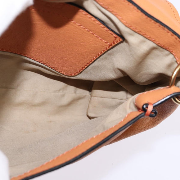 Chloe Shoulder Bag Leather Orange Gold Auth BA5902