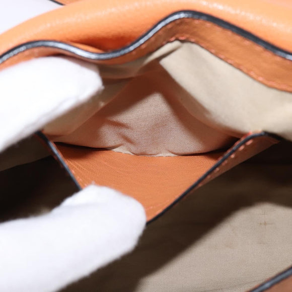 Chloe Shoulder Bag Leather Orange Gold Auth BA5902