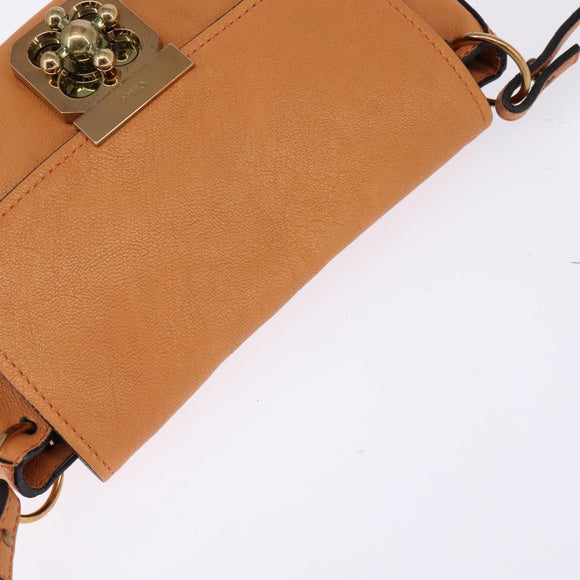 Chloe Shoulder Bag Leather Orange Gold Auth BA5902
